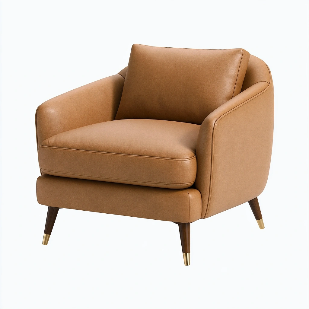 Fotel wypoczynkowy 85 x 82 x 88 cm koniakowy ze skóry syntetycznej w stylu nowoczesnym
