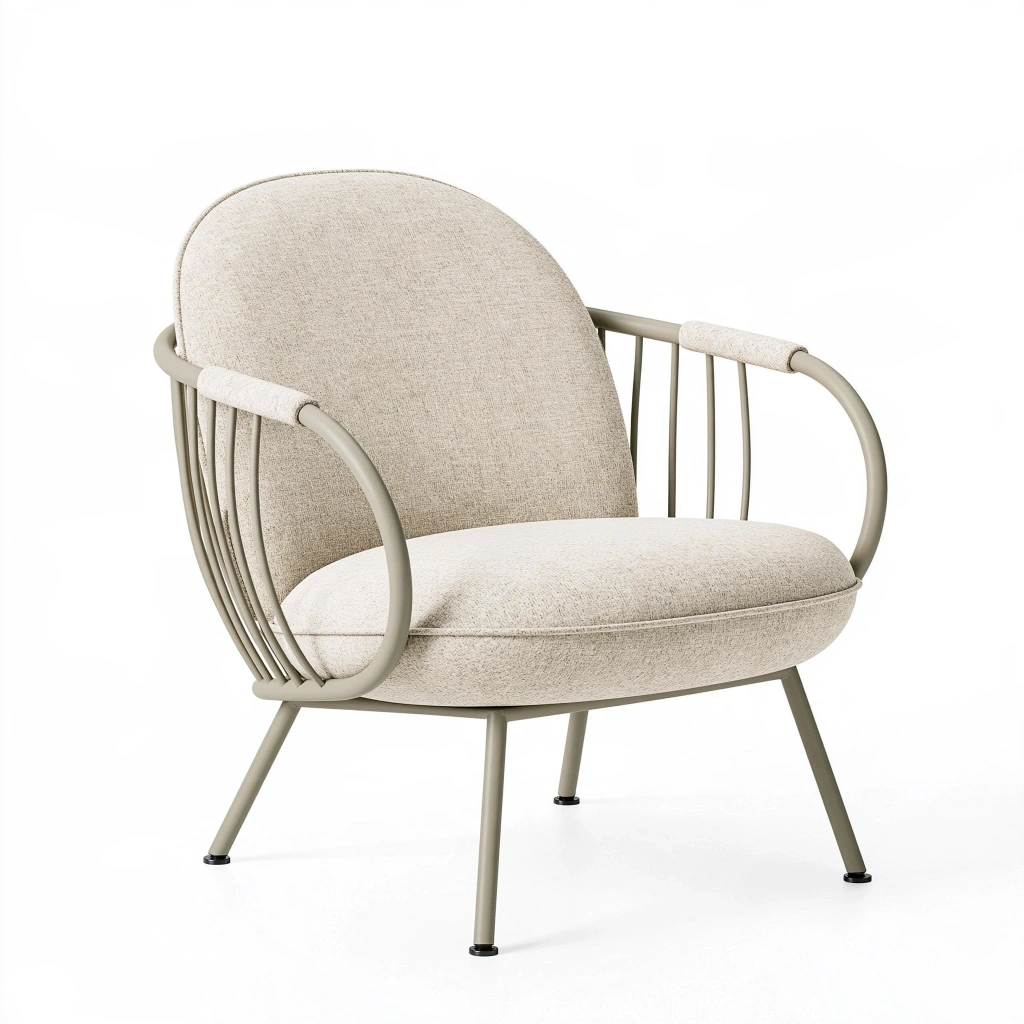 Fotel wypoczynkowy 78 x 75 x 85 cm z metalową ramą beżowy nowoczesny